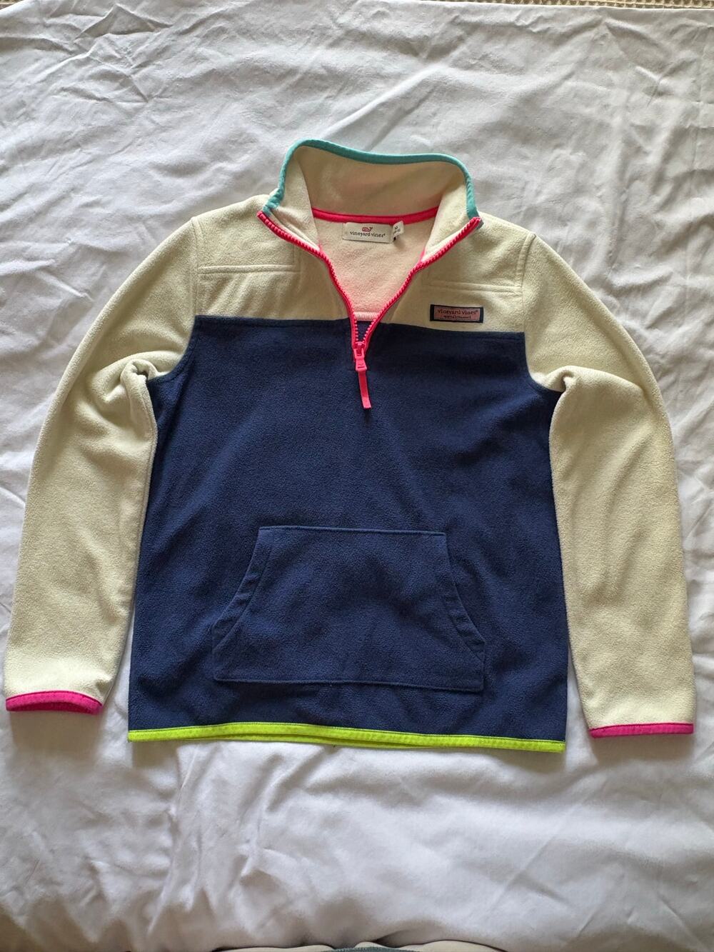 Vineyard Vines Kids Colorblock Fleece 1/4 Zip Pullover Sz M